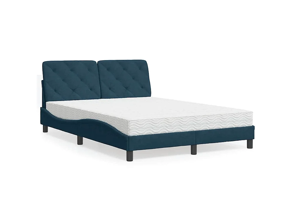 Bed met matras fluweel blauw 120x200 cm