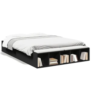 Bedframe bewerkt hout zwart 120×190 cm