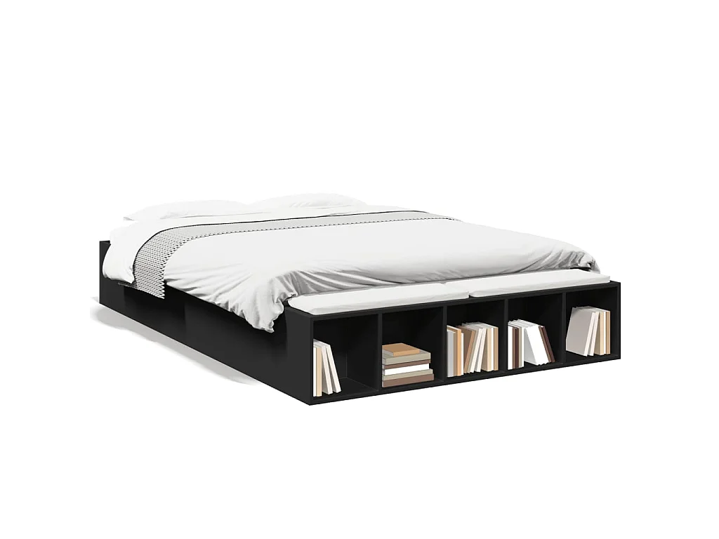 Bedframe bewerkt hout zwart 120x190 cm