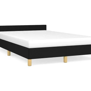 Bedframe met hoofdbord stof zwart 120×190 cm Bedframe met hoofdbord stof zwart 120×190 cm