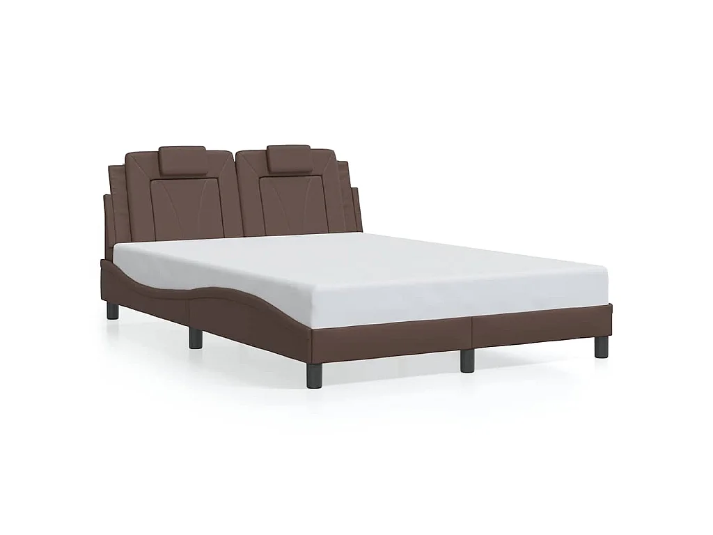 Bedframe met hoofdbord kunstleer bruin 140x190 cm