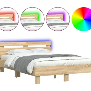 Bedframe met hoofdeinde en LED sonoma eikenkleurig 120×190 cm Bedframe met hoofdeinde en LED sonoma eikenkleurig 120×190 cm
