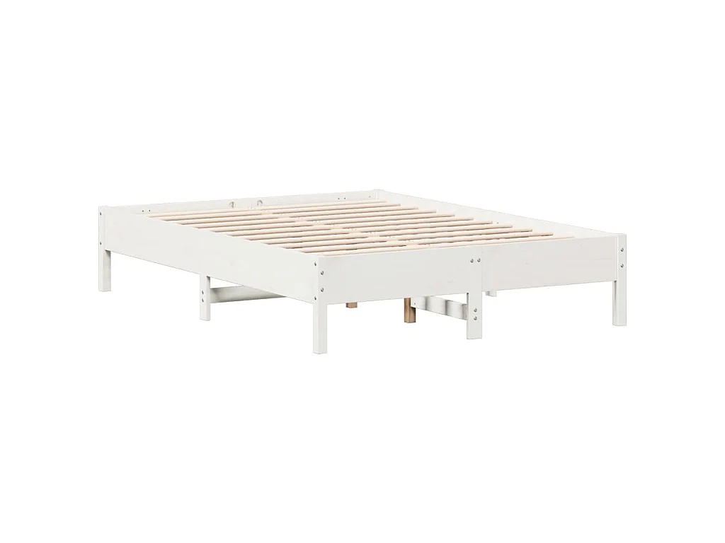 Bedframe zonder matras massief grenenhout wit 140x190 cm