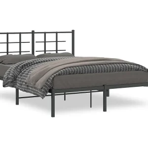 Bedframe met hoofdbord metaal zwart 140×200 cm Bedframe met hoofdbord metaal zwart 140×200 cm