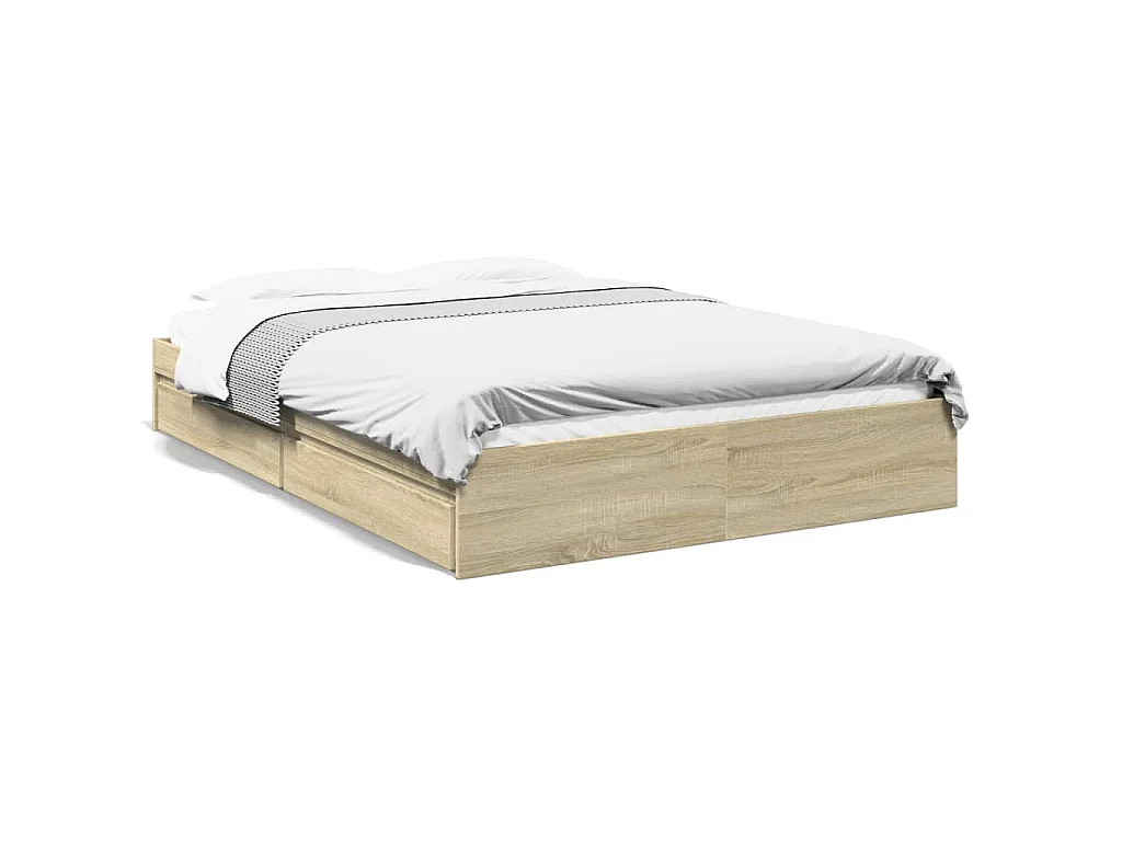 Bedframe met lades bewerkt hout sonoma eikenkleurig 160x200 cm