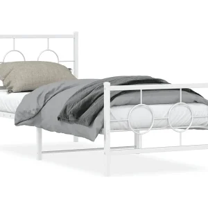 Bedframe met hoofd- en voeteneinde metaal wit 80×200 cm Bedframe met hoofd- en voeteneinde metaal wit 80×200 cm