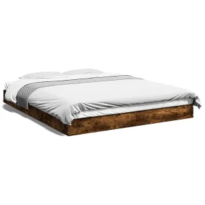 Bedframe bewerkt hout gerookt eikenkleurig 160×200 cm Bedframe bewerkt hout gerookt eikenkleurig 160×200 cm