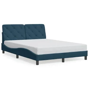 Bedframe met hoofdeinde fluweel blauw 120×200 cm Bedframe met hoofdeinde fluweel blauw 120×200 cm
