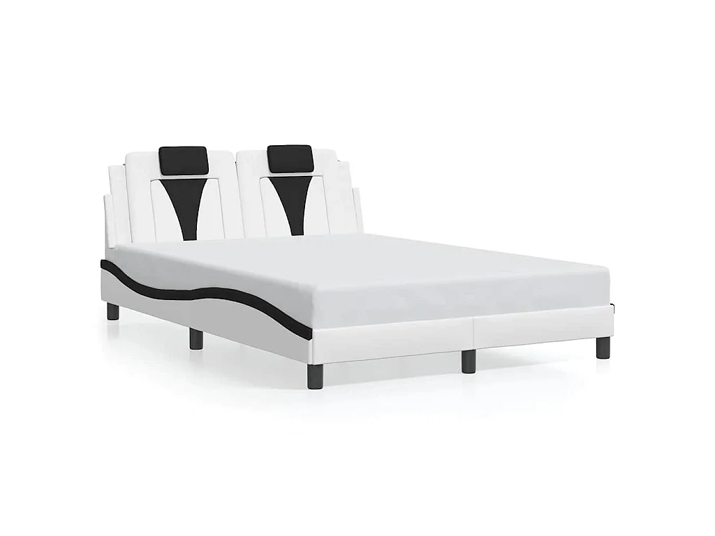 Bedframe met hoofdbord kunstleer zwart en wit 140x200 cm