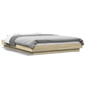 Bedframe bewerkt hout sonoma eikenkleurig 140×200 cm Bedframe bewerkt hout sonoma eikenkleurig 140×200 cm