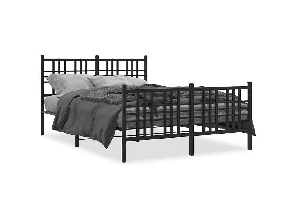 Bedframe met hoofd- en voeteneinde metaal zwart 137x190 cm