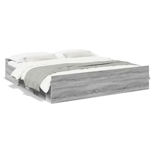 Bedframe met lades bewerkt hout grijs sonoma eiken 200×200 cm Bedframe met lades bewerkt hout grijs sonoma eiken 200×200 cm