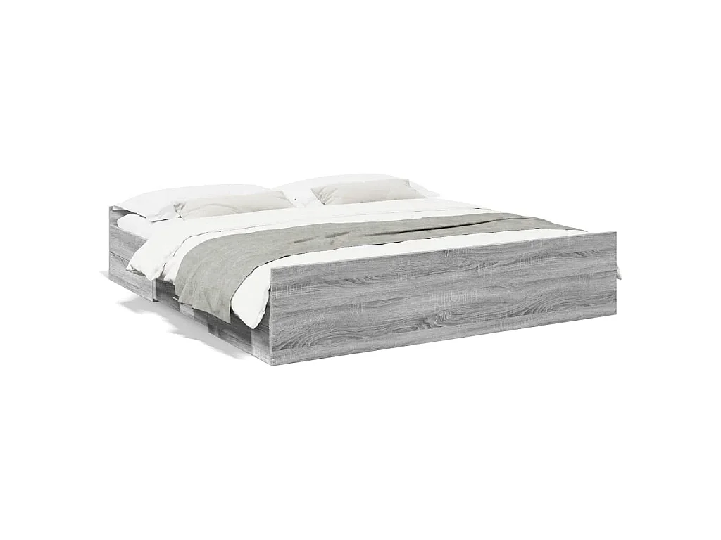 Bedframe met lades bewerkt hout grijs sonoma eiken 200x200 cm