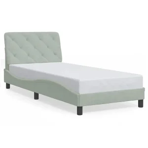 Bedframe zonder matras 90×200 cm fluweel lichtgrijs Bedframe zonder matras 90×200 cm fluweel lichtgrijs