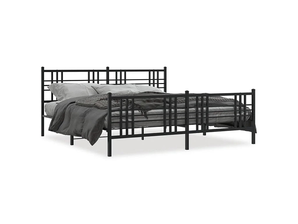 Bedframe met hoofd- en voeteneinde metaal zwart 193x203 cm