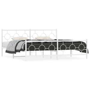 Bedframe met hoofd- en voeteneinde metaal wit 193×203 cm Bedframe met hoofd- en voeteneinde metaal wit 193×203 cm