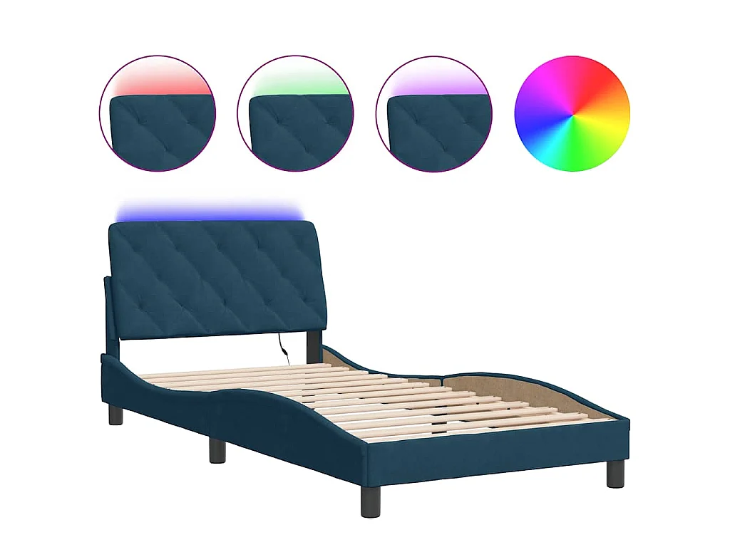 Bedframe met LED-verlichting fluweel blauw 100x200 cm