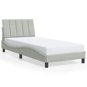 Bedframe zonder matras 90×200 cm fluweel lichtgrijs Bedframe zonder matras 90×200 cm fluweel lichtgrijs