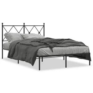 Bedframe met hoofdbord metaal zwart 120×200 cm Bedframe met hoofdbord metaal zwart 120×200 cm