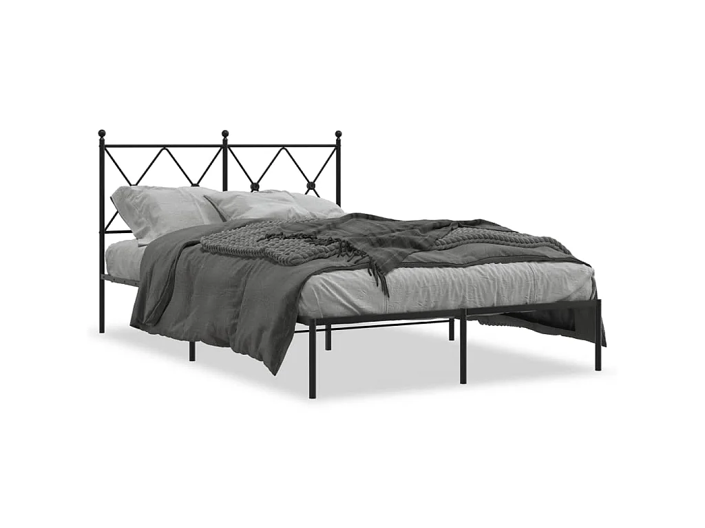 Bedframe met hoofdbord metaal zwart 120x200 cm