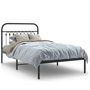 Bedframe met hoofdbord metaal zwart 100×190 cm
