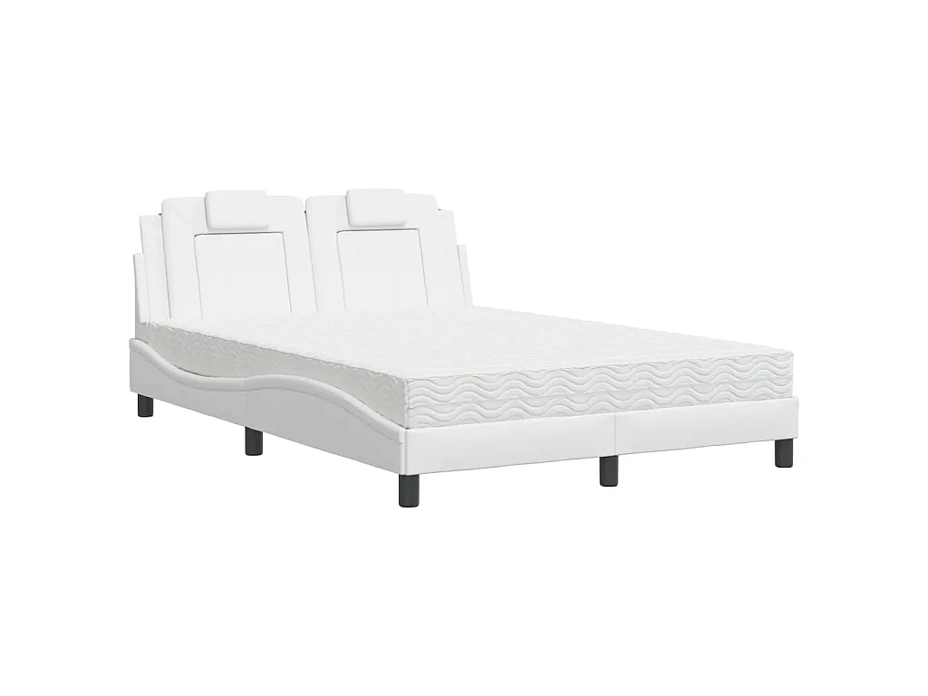 Bed met matras kunstleer wit 140x200 cm