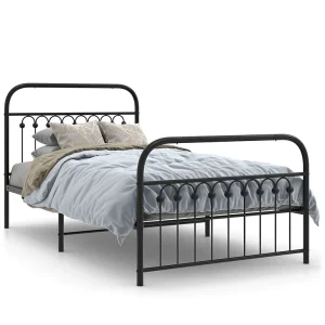 Bedframe met hoofd- en voeteneinde metaal zwart 100×190 cm Bedframe met hoofd- en voeteneinde metaal zwart 100×190 cm