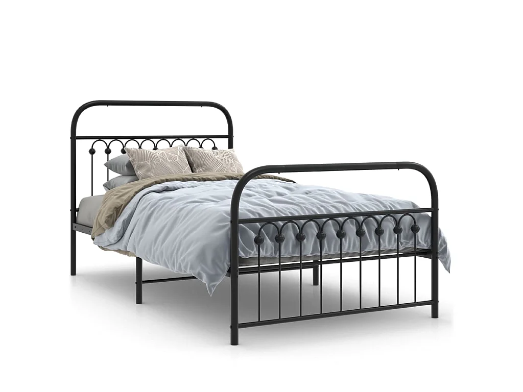 Bedframe met hoofd- en voeteneinde metaal zwart 100x190 cm