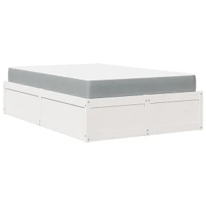 Bed met matras massief grenenhout wit 140×190 cm Bed met matras massief grenenhout wit 140×190 cm