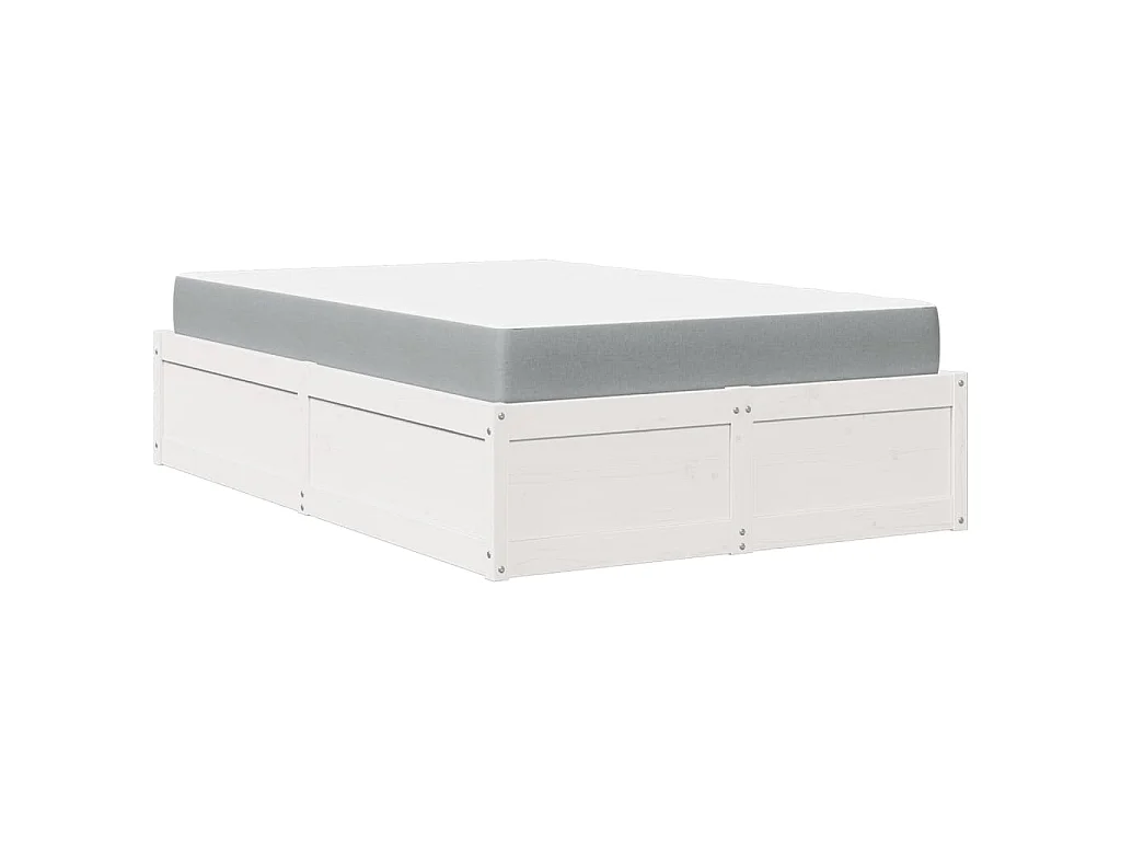 Bed met matras massief grenenhout wit 140x190 cm