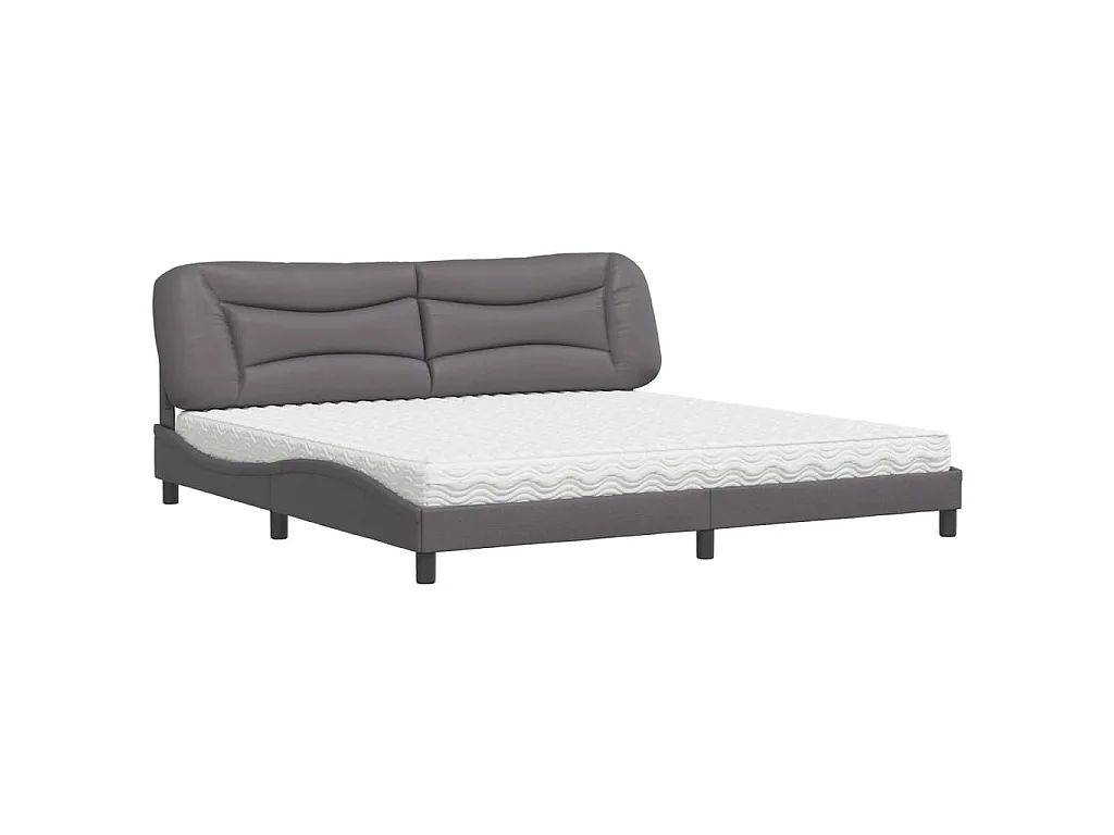 Bed met matras kunstleer grijs 200x200 cm