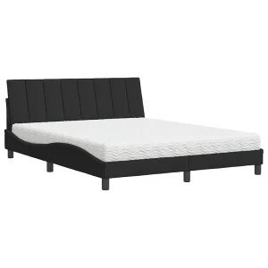 Bed met matras "Hanko" fluweel zwart 160×200 cm