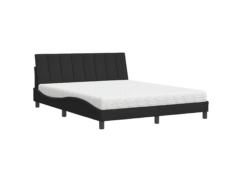 Bed met matras "Hanko" fluweel zwart 160x200 cm