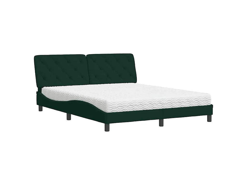 Bed met matras fluweel donkergroen 160x200 cm