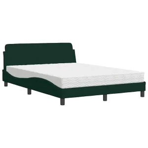 Bed met matras fluweel donkergroen 120×200 cm Bed met matras fluweel donkergroen 120×200 cm