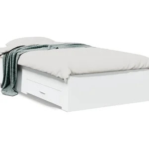 Bedframe met lades bewerkt hout wit 90×190 cm Bedframe met lades bewerkt hout wit 90×190 cm