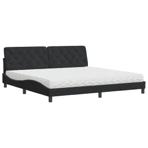 Bed met matras fluweel zwart 200×200 cm Bed met matras fluweel zwart 200×200 cm