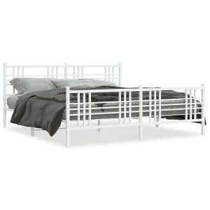 Bedframe met hoofd- en voeteneinde metaal wit 193×203 cm