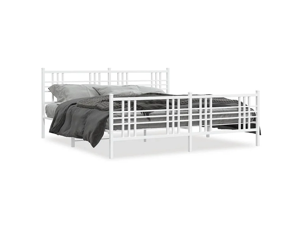 Bedframe met hoofd- en voeteneinde metaal wit 193x203 cm