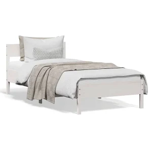 Bedframe zonder matras massief grenenhout wit 75×190 cm Bedframe zonder matras massief grenenhout wit 75×190 cm