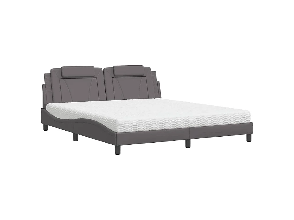 Bed met matras kunstleer grijs 180x200 cm