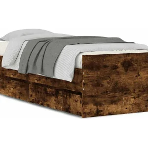 Bedframe met lades gerookt eikenkleurig 90×190 cm Bedframe met lades gerookt eikenkleurig 90×190 cm