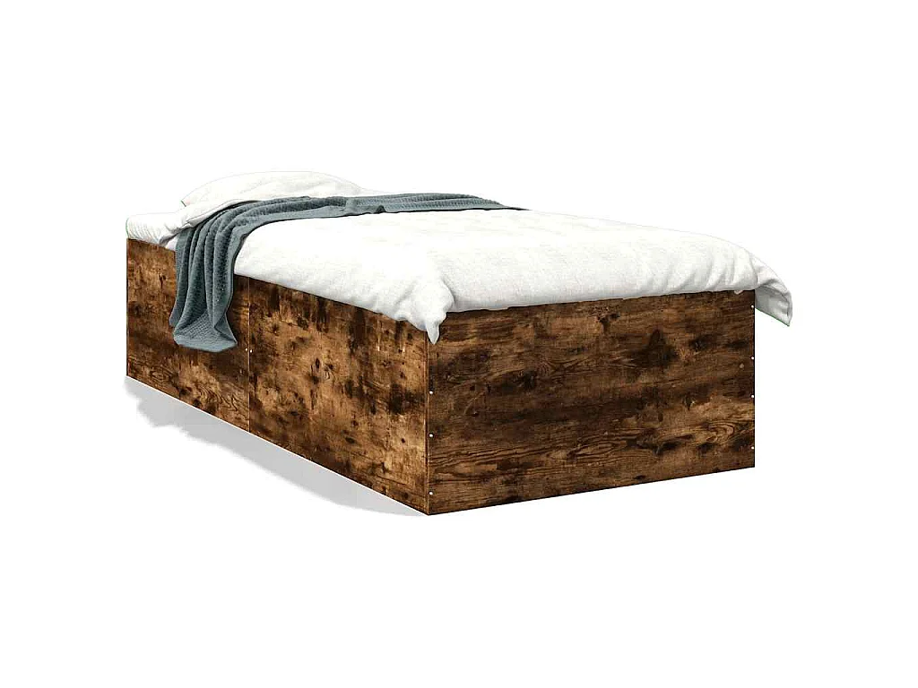 Bedframe bewerkt hout gerookt eikenkleurig 90x190 cm