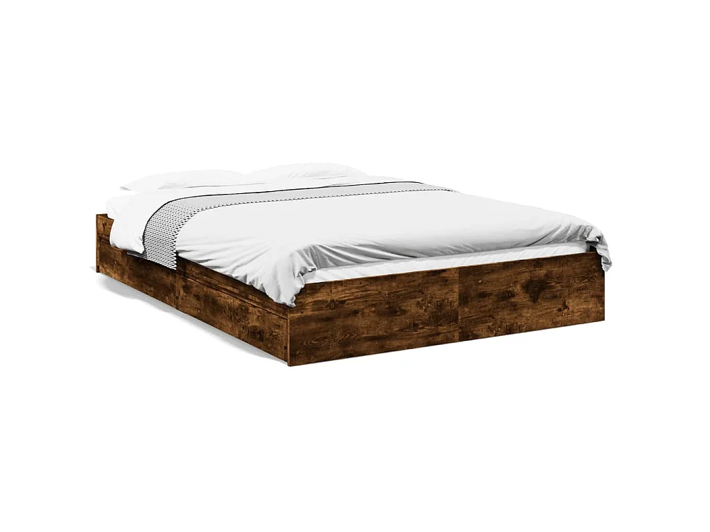 Bedframe met lades bewerkt hout gerookt eikenkleurig 160x200 cm