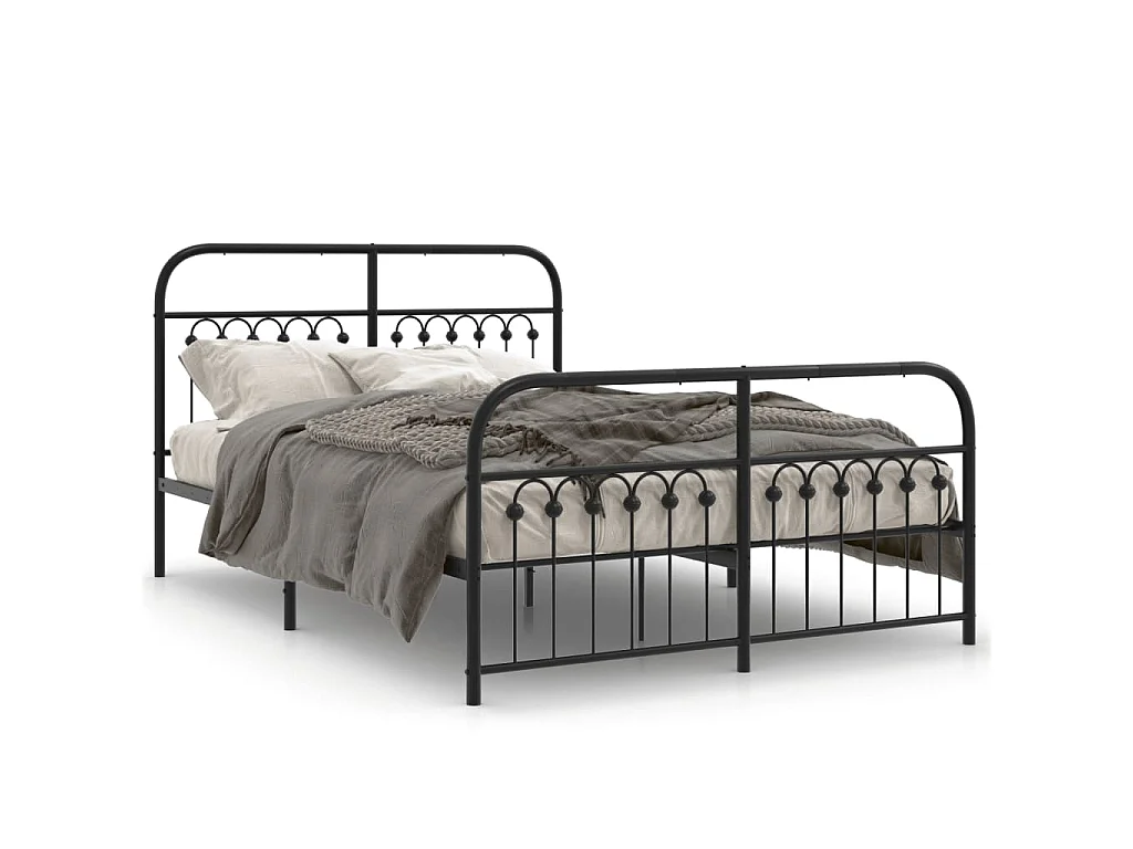 Bedframe met hoofd- en voeteneinde metaal zwart 140x200 cm