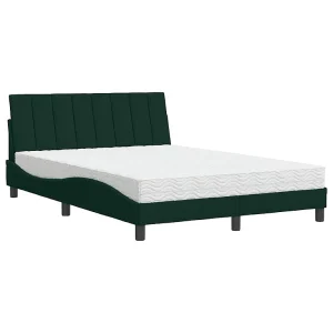 Bed met matras "Hanko" fluweel donkergroen 120×200 cm