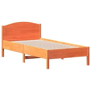 Bedframe zonder matras massief grenenhout wasbruin 90×190 cm Bedframe zonder matras massief grenenhout wasbruin 90×190 cm