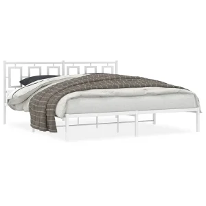 Bedframe met hoofdbord metaal wit 183×213 cm Bedframe met hoofdbord metaal wit 183×213 cm