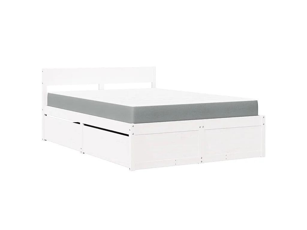 Bed met lades en matras massief grenenhout wit 140x190 cm