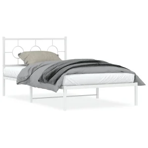 Bedframe met hoofdbord metaal wit 107×203 cm Bedframe met hoofdbord metaal wit 107×203 cm
